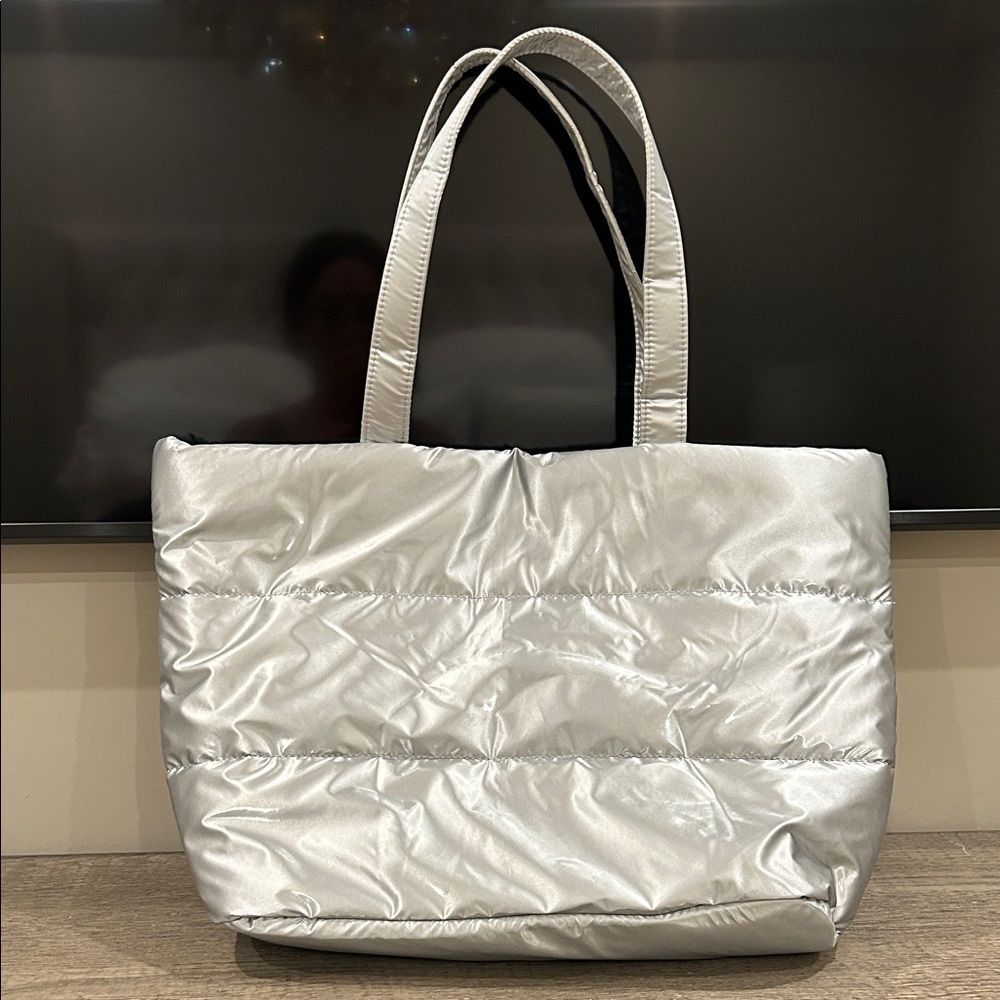 Silver Quilted Gap Tote Bag